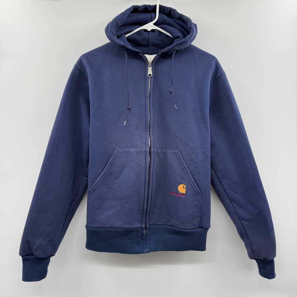 Vintage Carhartt 860 Thermal Lined Hooded Zip Sweatshirt navy medium